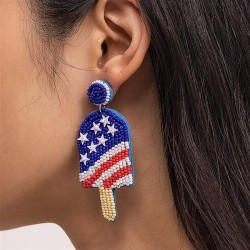 E occidental style beads Five-pointed star handmade mosaic earring woman fashi..