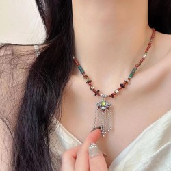 ethnic style tassel brand new medium wind retro necklace woman samll high clav..
