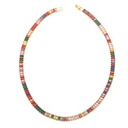 occidental style retro embed color zircon necklaceins temperament high clavicl..