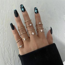 occidental style brief mosaic Rhinestone more ring set creative gold ringring