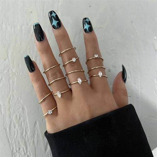 occidental style brief mosaic Rhinestone more ring set creative gold ringring