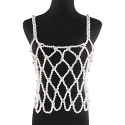 occidental style creative hollow Pearl flash diamond chain  weave beads