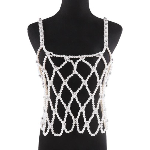 occidental style creative hollow Pearl flash diamond chain  weave beads