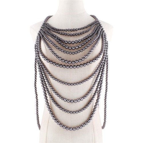 occidental style retro multilayer hollow Pearl chain  exaggerating Irregular woman