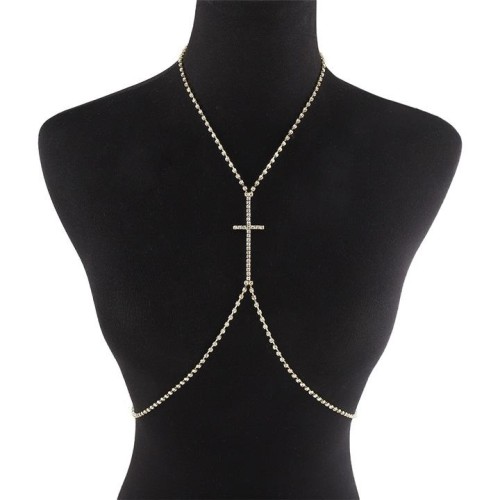 occidental style chain woman  fashion flash diamond claw chain cross chain Street Snap