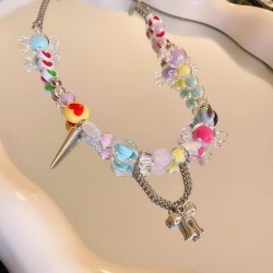 sweet candy colors love Acrylic necklace fashion temperament high clavicle cha..