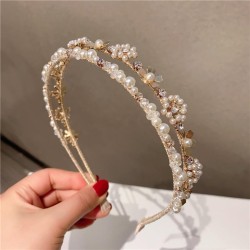 white Pearl Headband Korea sweet Ladies super Double row Headband woman Alloy ..