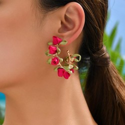 creative personality geometry three-dimensional Cloth flowers earrings woman  ..