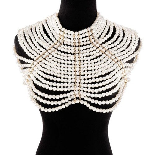 occidental style exaggerating multilayer Pearl chain  fashion retro temperament hollow shawl