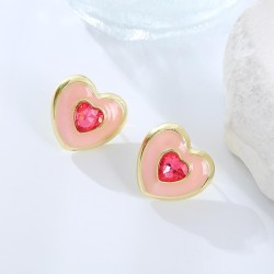 occidental style fashion Earring Rhinestone embed color zircon earrings heart-..