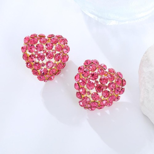 occidental style fashion super heart-shaped all-Purpose earrings exaggerating Earring woman Rhinestone fully-jewe