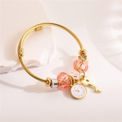 stainless steel gold bangle woman DIY cartoon elephant bracelet personality key pendant