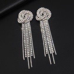  exaggerating diamond earrings Round fully-jewelled claw chain tassel big earr..