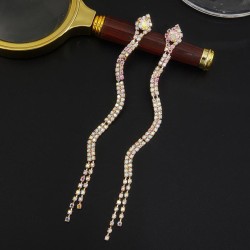 occidental style  Rhinestone snake long style earrings Street Snap brief atmos..