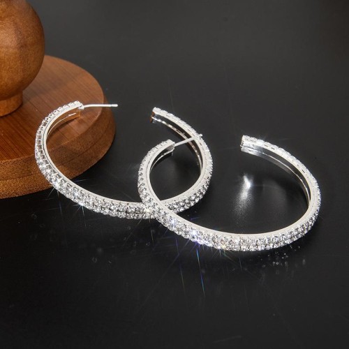   Double row Rhinestone annular circle female personality stage temperament EarringE