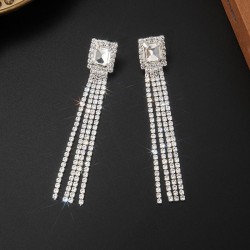 fashion Rhinestone earring brief tassel claw chain square earrings atmospheric..