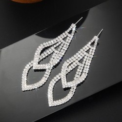 fully-jewelled brilliant earrings  Double layer claw chain Rhinestone Earring ..