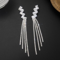 occidental style fashion Metal long style tassel earrings zircon Rhinestone cl..