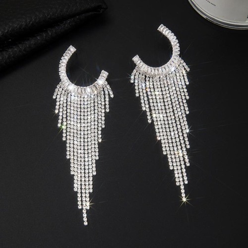 Earring fully-jewelled earrings woman occidental style exaggerating earring zircon Rhinestone crystal atmospher