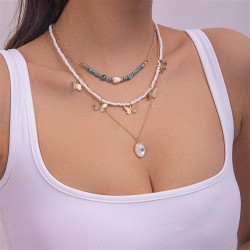 occidental style butterfly sequin tassel eyes pendant necklace woman fashion s..