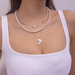 occidental style star Moon beads necklace woman fashion personality multilayer..
