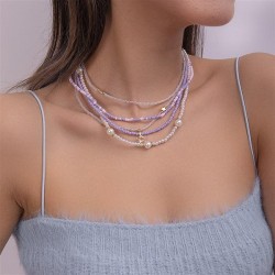 occidental style color star pendant beads necklace set woman fashion multilaye..