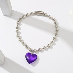  beads glass color love pendant necklace woman brief beads samll clavicle chai..