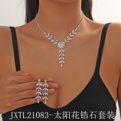occidental style super zircon Rhinestone flowers necklace earrings set  fashio..