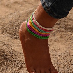 handmade weave color glass beads beads Anklet  wind Anklet set  Anklet
