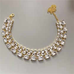 occidental style exaggerating crystal multilayer tassel necklace brilliant Rhi..