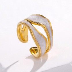 occidental style brief titanium steel ring woman colorins wind high gilded ope..