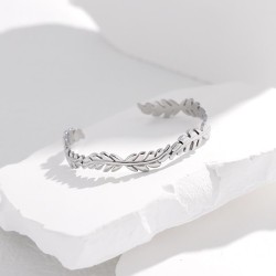 occidental style leaves opening titanium steel bangle woman creative stainless..