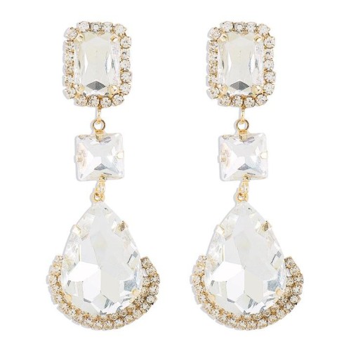 E fashion elegant diamond drop earring  retro temperament splice geometry Alloy earrings woman