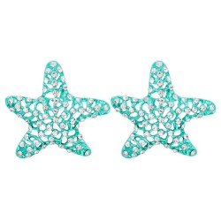 occidental style blue star hollow diamond ear stud personality woman earrings ..