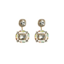 occidental style fashion new fresh ear stud all-Purpose diamond square Rhinest..
