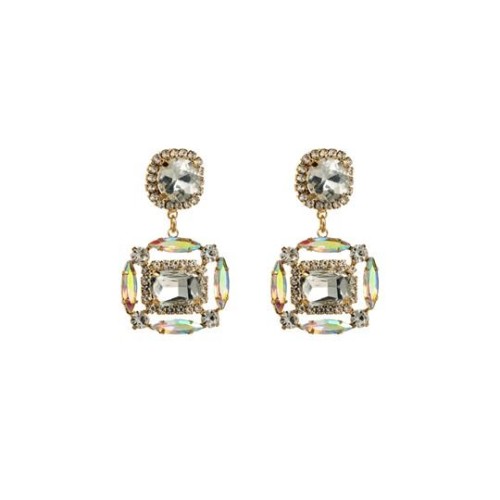 occidental style fashion new fresh ear stud all-Purpose diamond square Rhinestone earrings lady geometry Earring