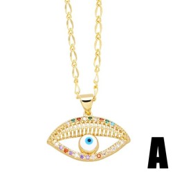 personality embed colorful diamond eyes necklace occidental style fashion saml..