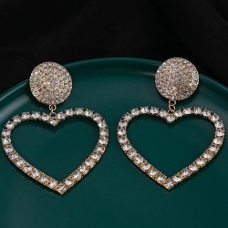 silver occidental style exaggerating big love earrings  hollow Peach heart ful..