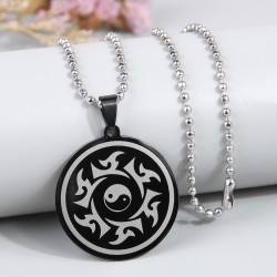 fashion concise stainless steel black Round personality man necklace
