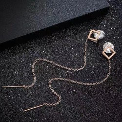fashion sweet concise square zircon titanium steel personality woman earring