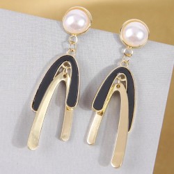 fashion conciseU Word Modeling double color personality woman earring