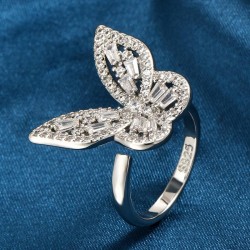 fashion sweet bronze shine zircon butterfly temperament opening woman ring