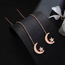 fashion sweet concise Moon and stars titanium steel personality woman earring