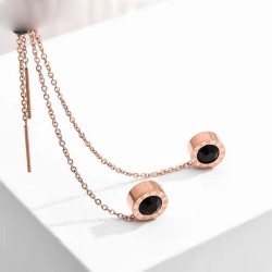 fashion sweet concise black Zirconium titanium steel personality woman earring