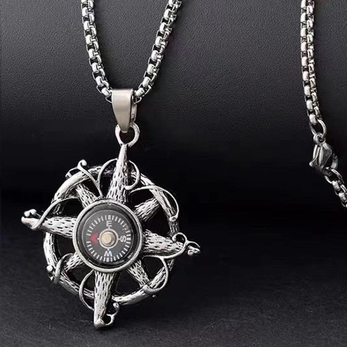 fashion concise Compass temperament personality man necklace