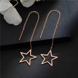 fashion sweet concise Five-pointed star titanium steel personality woman earri..
