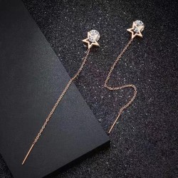 fashion sweet concise Five-pointed star zircon titanium steel personality woma..