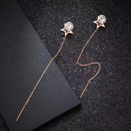 fashion sweet concise Five-pointed star zircon titanium steel personality woman earring