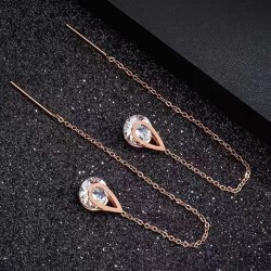 fashion sweet concise drop zircon titanium steel personality woman earring