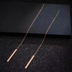 fashion sweet concise vertical titanium steel personality woman earring